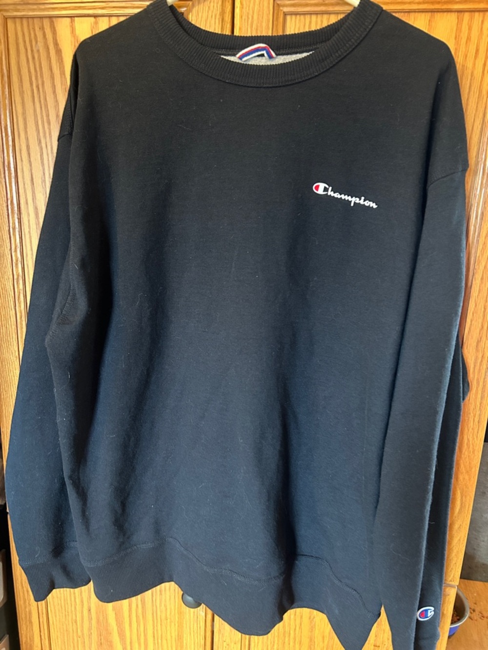 Champion Black Crewneck Sweatshirt with Small Embroidered Logo